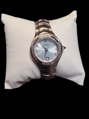 Bulova Silver Tone Crystal Accent Women's Watch - Silver Dial New Battery